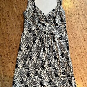 Loft Floral Black and White Sleeveless Dress
